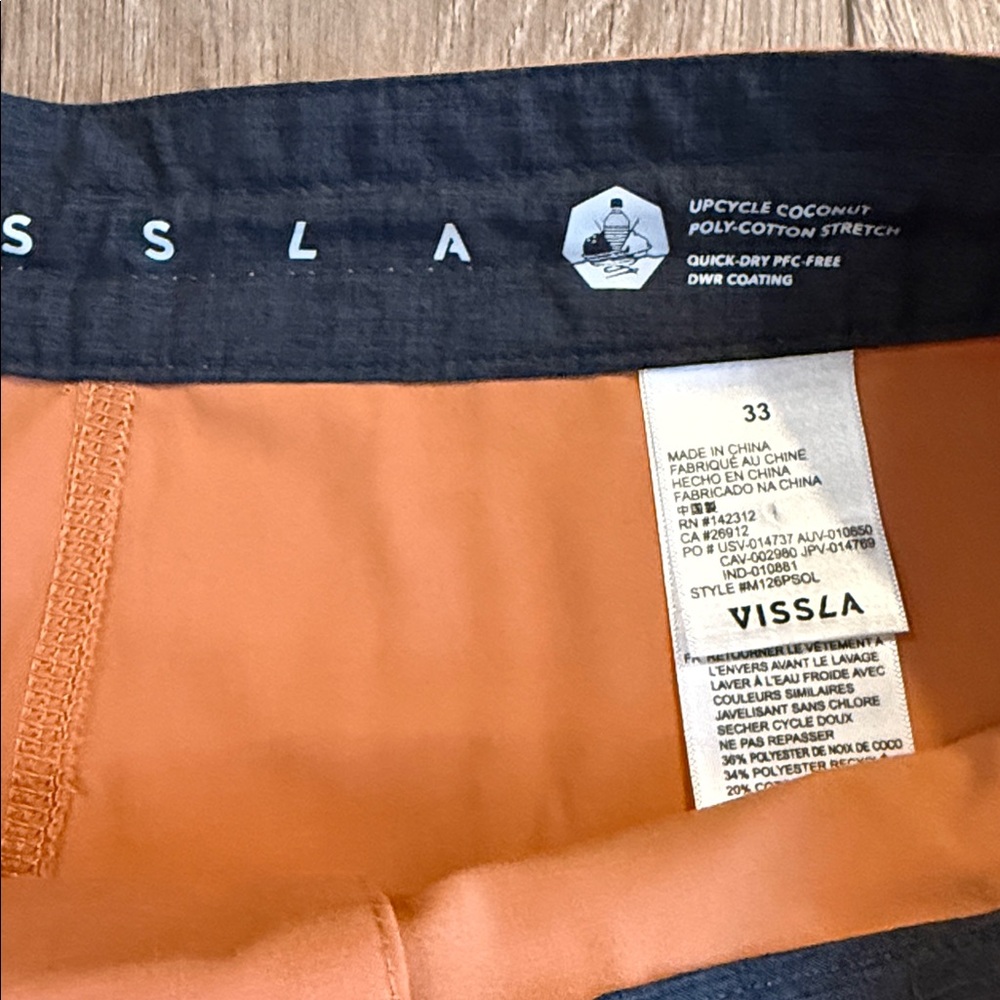 VISSLA MEN’S BOARD SHORTS, BATHING SUIT, SWIM TRUNKS SIZE 33 ORANGE EUC - Picture 3 of 5